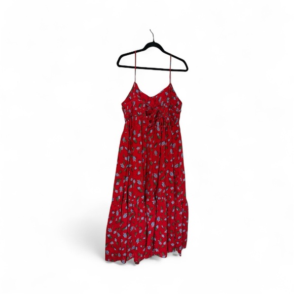 J. Crew Women’s Tiered Dress in Brushed Daisy Print Red Size L NWT - Picture 5 of 8